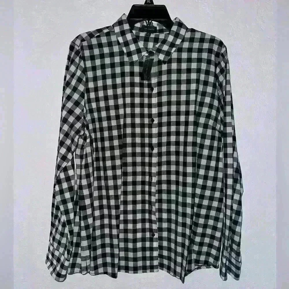 The Limited Button Down Shirt | Black/White Plaid | Lightweight | XL | NWT